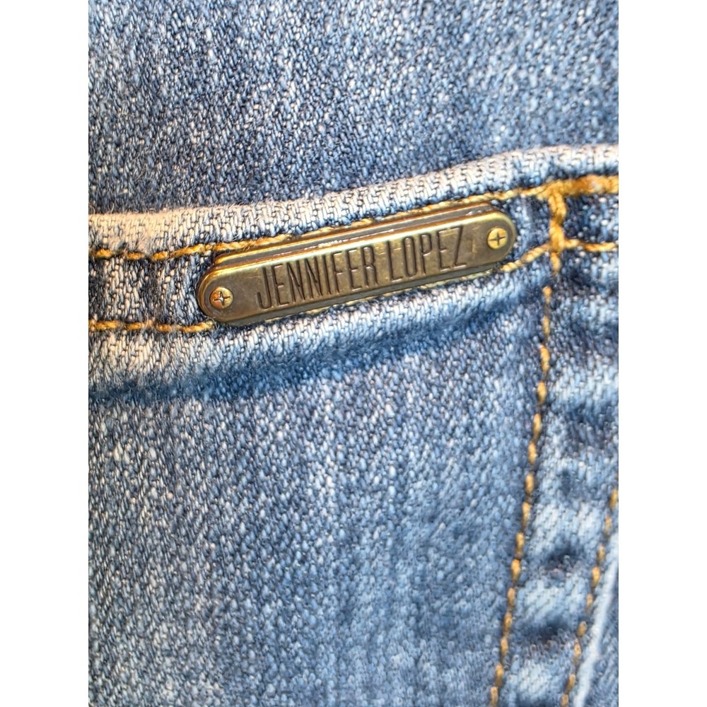 Jennifer Lopez Jeans Womens Straight Leg Blue Medium Wash Distressed Size 16 Y2K - Picture 8 of 9